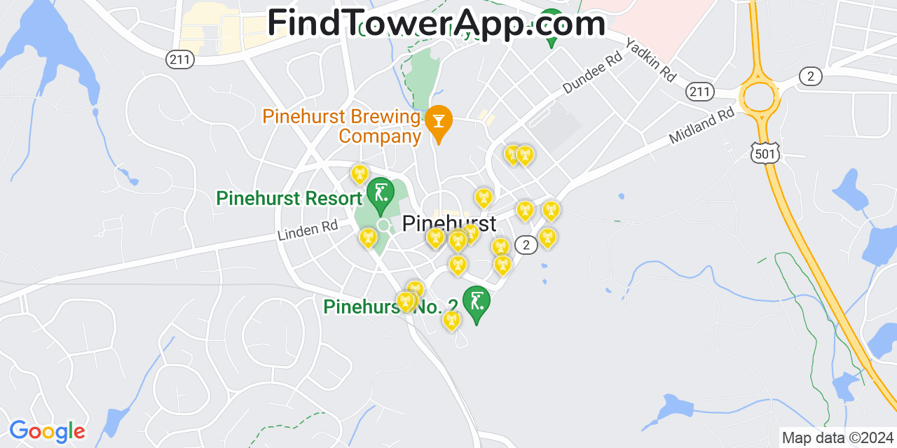 T-Mobile 4G/5G cell tower coverage map Pinehurst, North Carolina