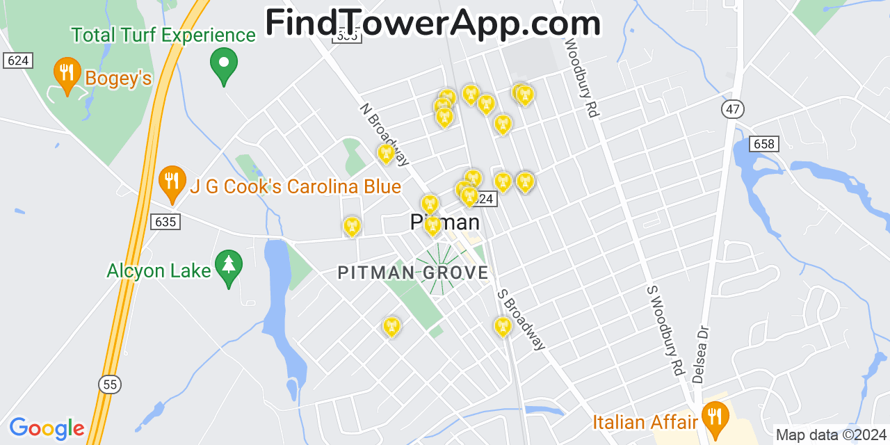 Verizon 4G/5G cell tower coverage map Pitman, New Jersey