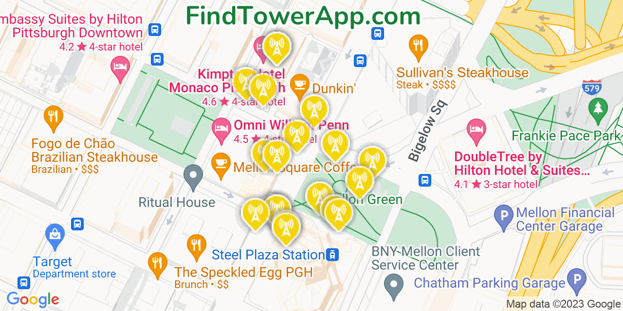 Pittsburgh Pennsylvania Cell Tower Coverage Map