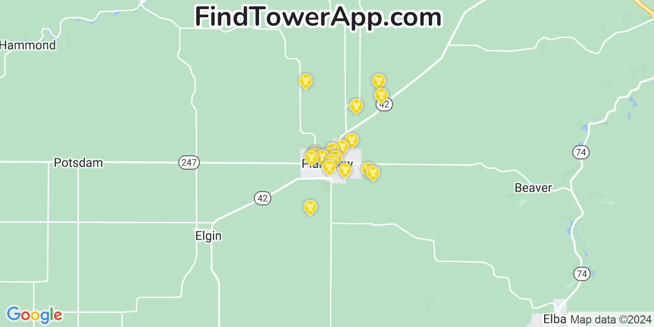 Verizon 4G/5G cell tower coverage map Plainview, Minnesota