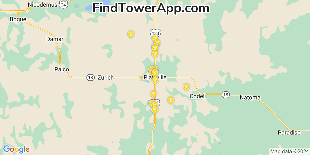 Verizon 4G/5G cell tower coverage map Plainville, Kansas