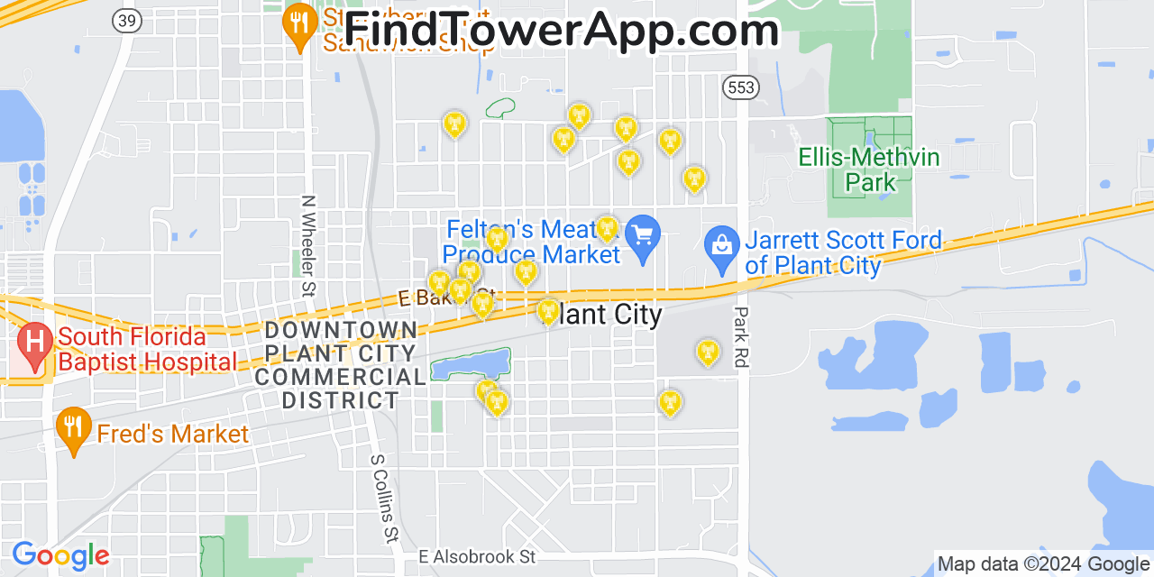 T-Mobile 4G/5G cell tower coverage map Plant City, Florida