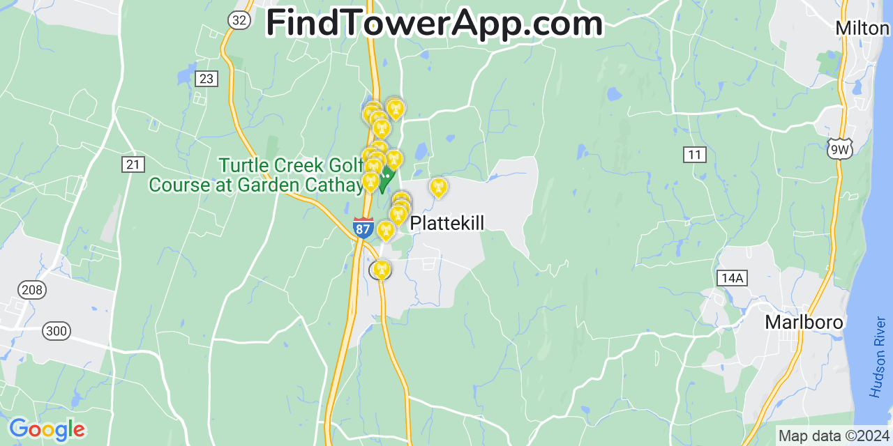 Verizon 4G/5G cell tower coverage map Plattekill, New York