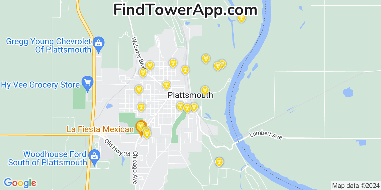 AT&T 4G/5G cell tower coverage map Plattsmouth, Nebraska