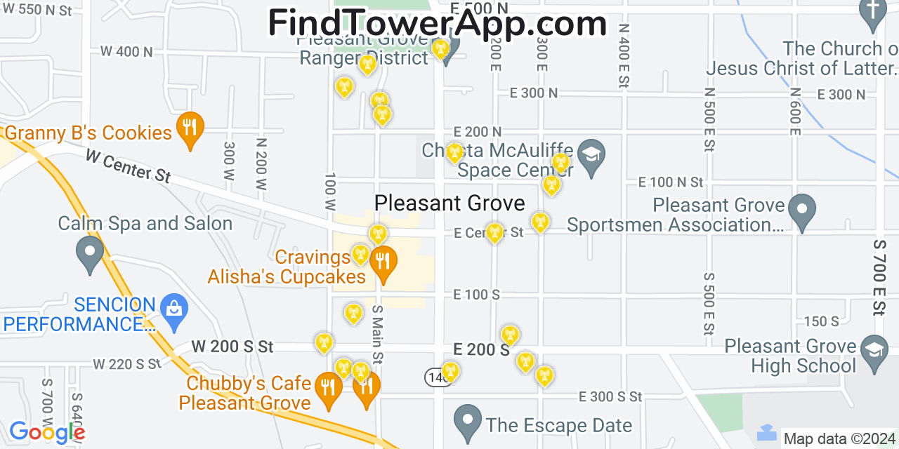 T-Mobile 4G/5G cell tower coverage map Pleasant Grove, Utah