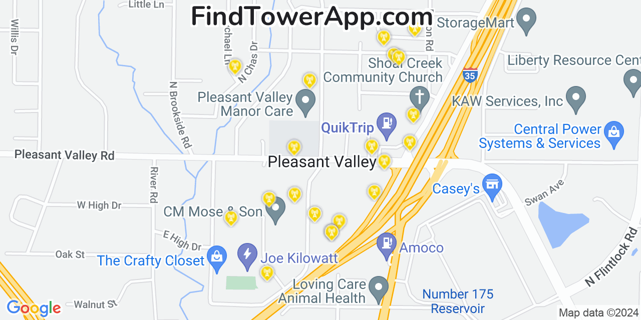 T-Mobile 4G/5G cell tower coverage map Pleasant Valley, Missouri