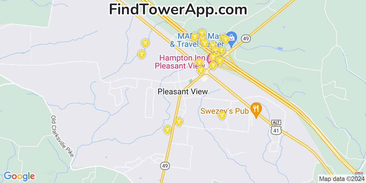 T-Mobile 4G/5G cell tower coverage map Pleasant View, Tennessee