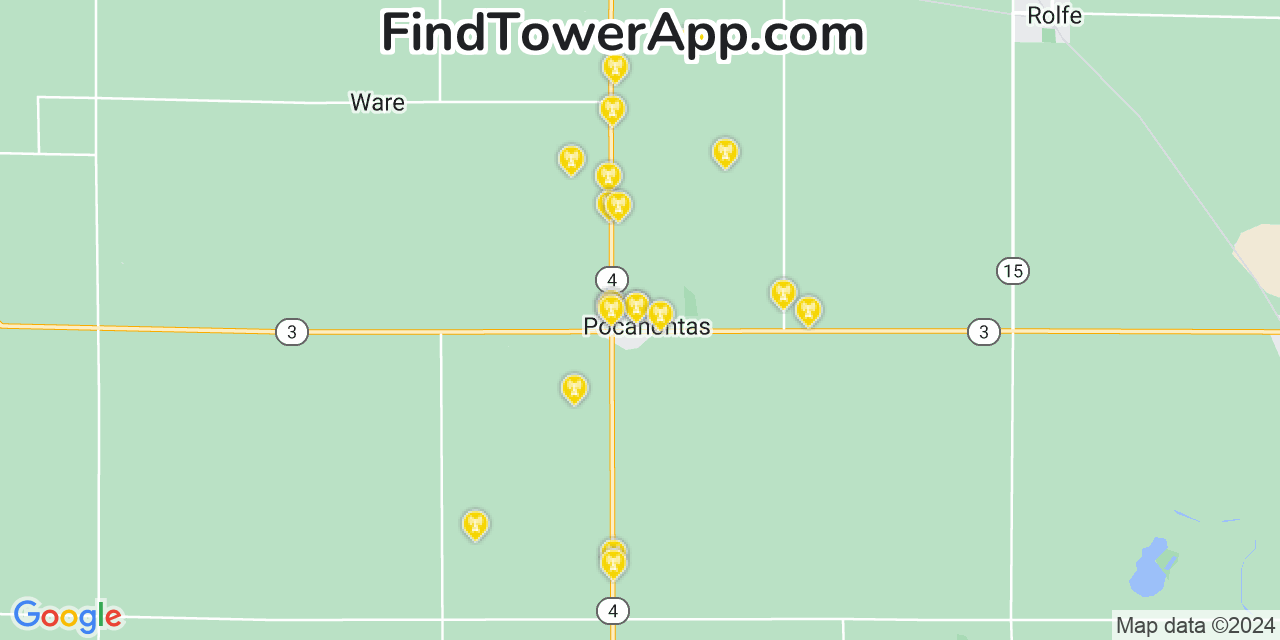 Verizon 4G/5G cell tower coverage map Pocahontas, Iowa