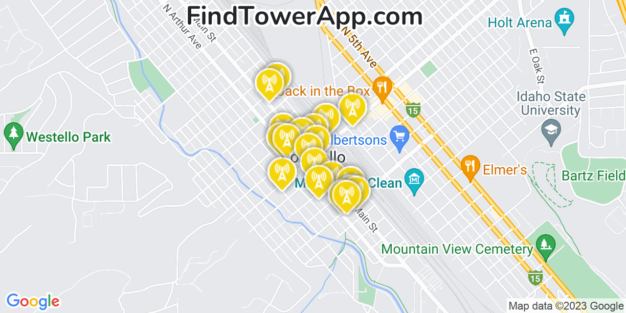 Verizon 4G/5G cell tower coverage map Pocatello, Idaho