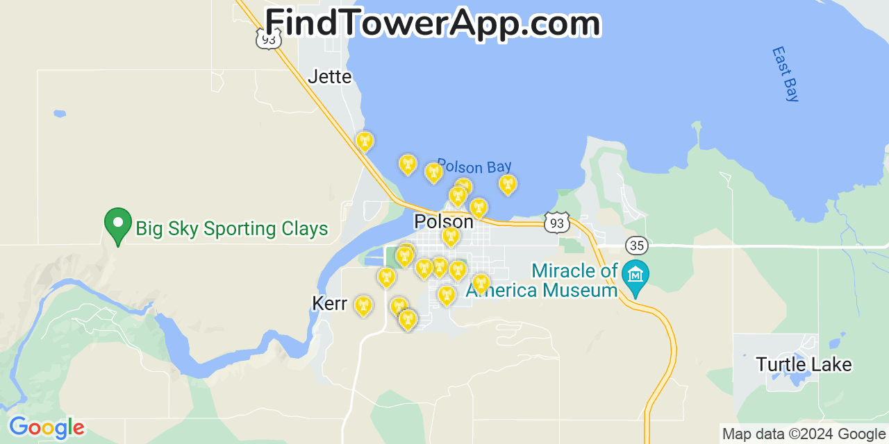 Verizon 4G/5G cell tower coverage map Polson, Montana