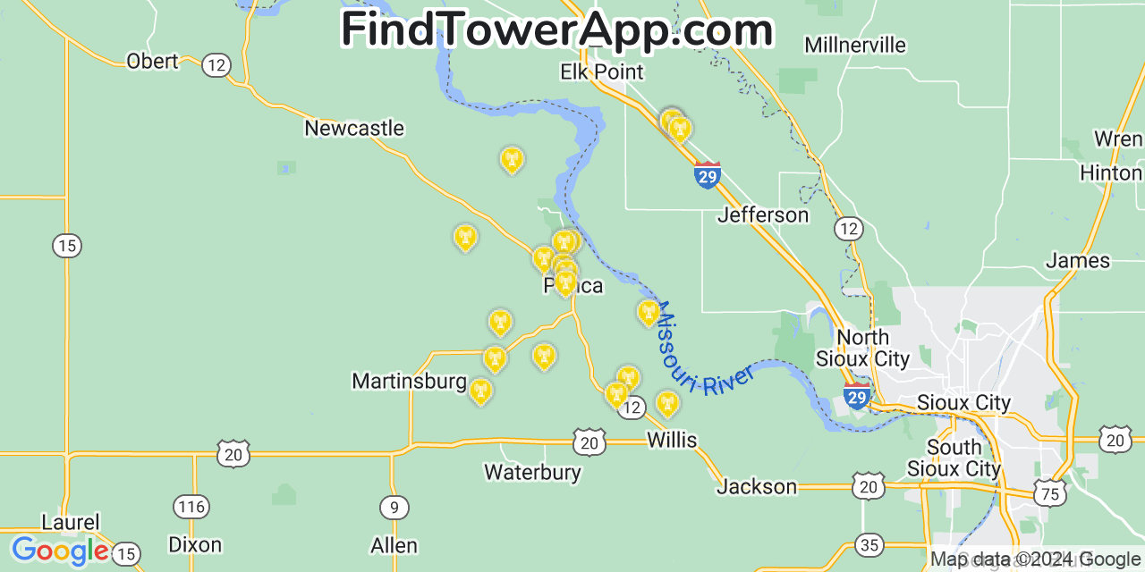 T-Mobile 4G/5G cell tower coverage map Ponca, Nebraska