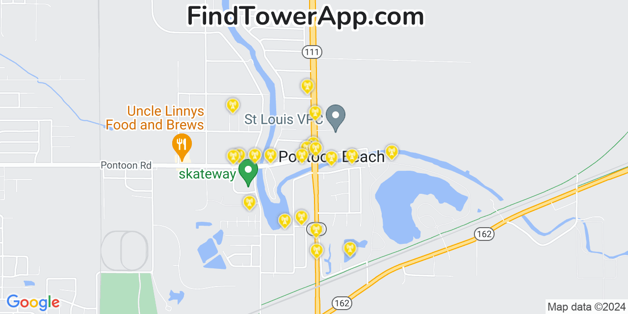 AT&T 4G/5G cell tower coverage map Pontoon Beach, Illinois