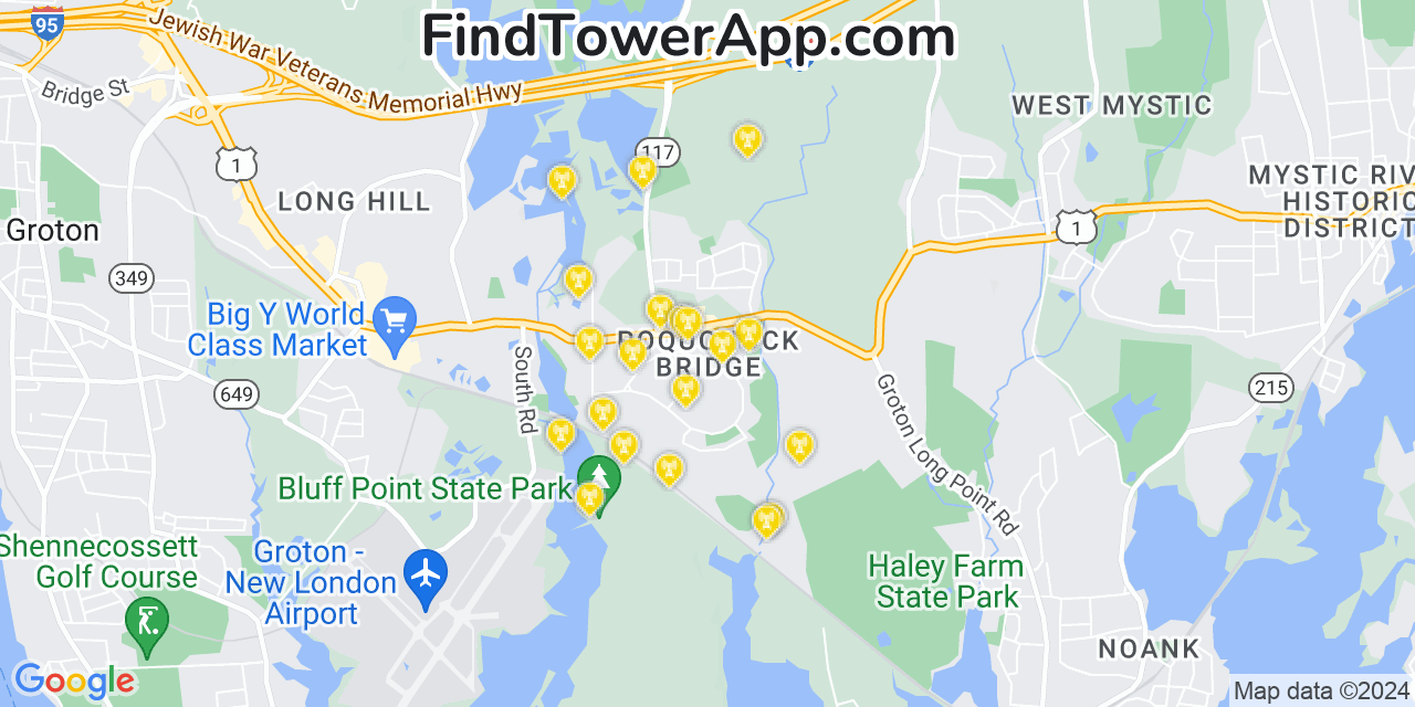 T-Mobile 4G/5G cell tower coverage map Poquonock Bridge, Connecticut