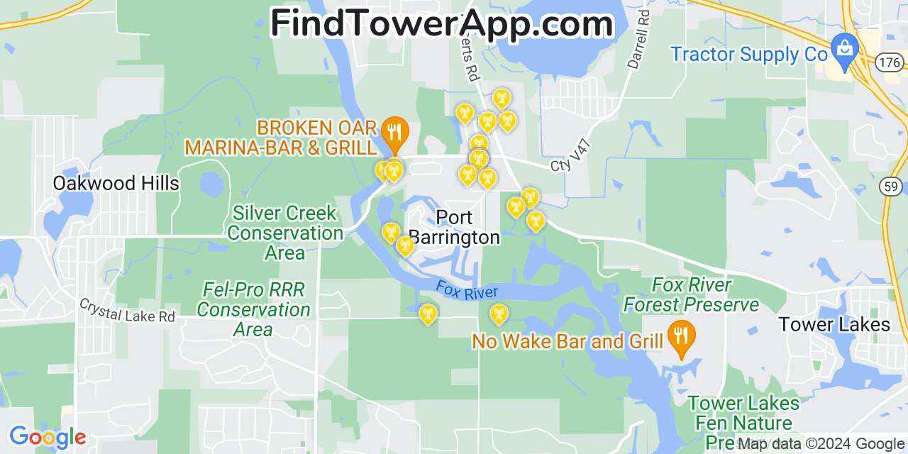 AT&T 4G/5G cell tower coverage map Port Barrington, Illinois