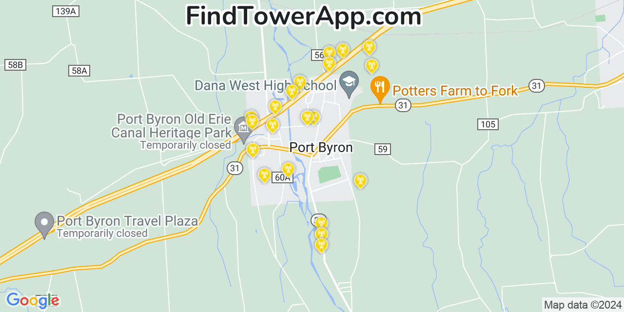 T-Mobile 4G/5G cell tower coverage map Port Byron, New York