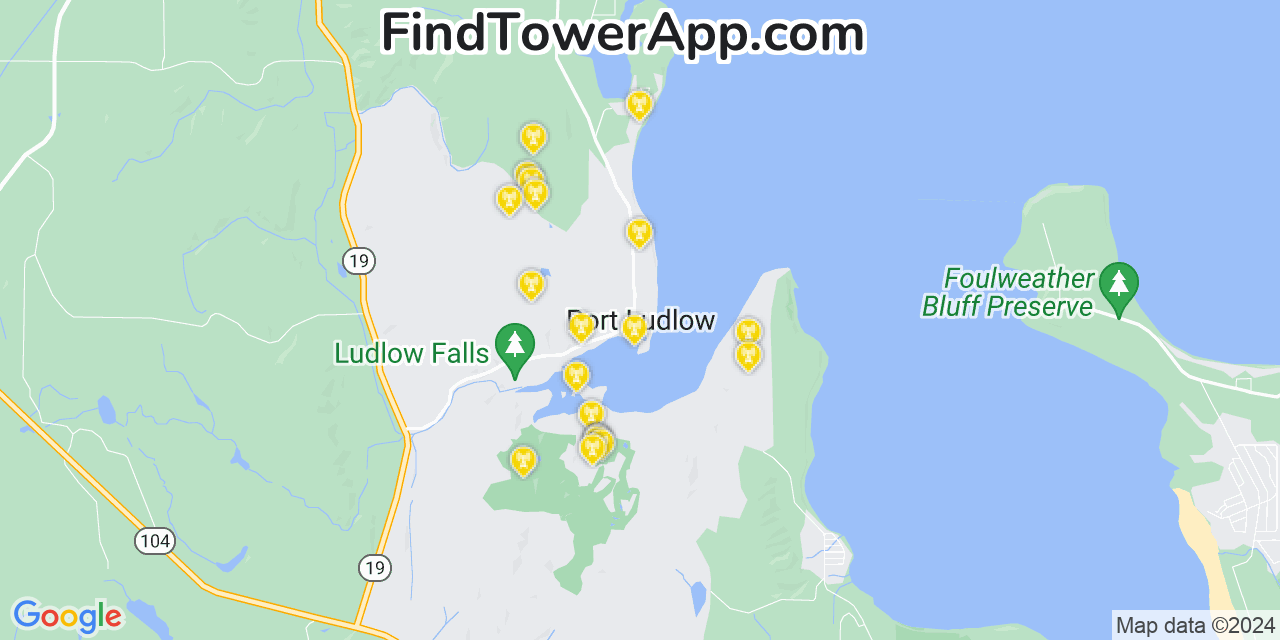 AT&T 4G/5G cell tower coverage map Port Ludlow, Washington