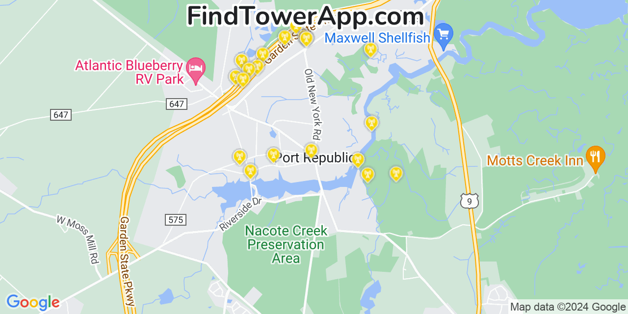 AT&T 4G/5G cell tower coverage map Port Republic, New Jersey