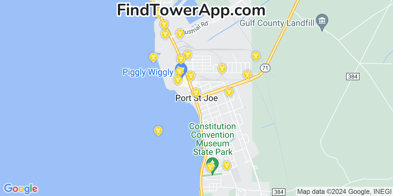 Verizon 4G/5G cell tower coverage map Port Saint Joe, Florida