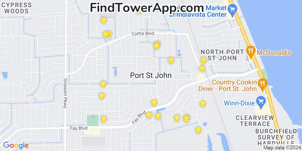 T-Mobile 4G/5G cell tower coverage map Port Saint John, Florida