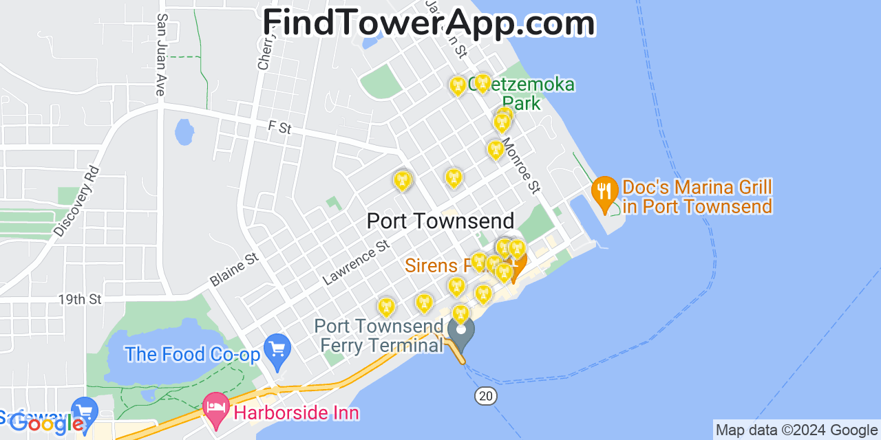 Verizon 4G/5G cell tower coverage map Port Townsend, Washington