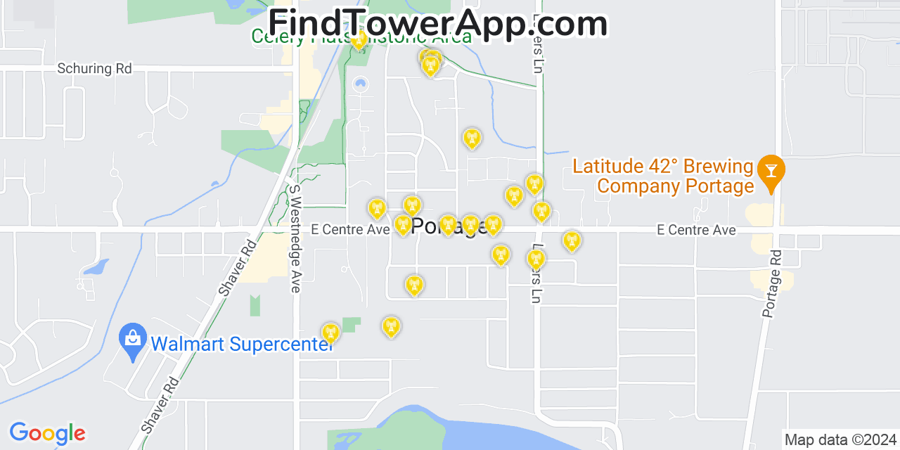 Verizon 4G/5G cell tower coverage map Portage, Michigan