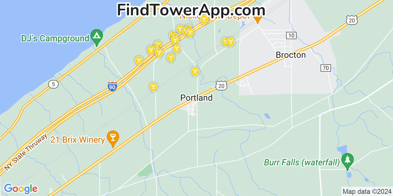 Verizon 4G/5G cell tower coverage map Portland, New York