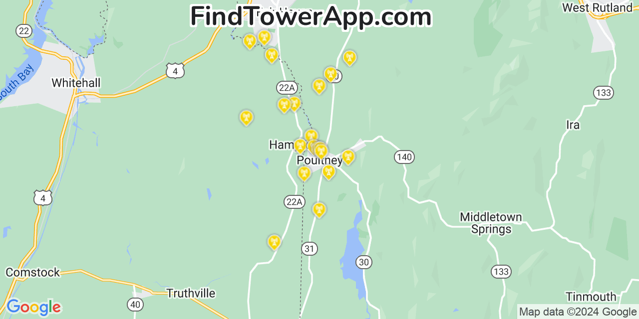 T-Mobile 4G/5G cell tower coverage map Poultney, Vermont