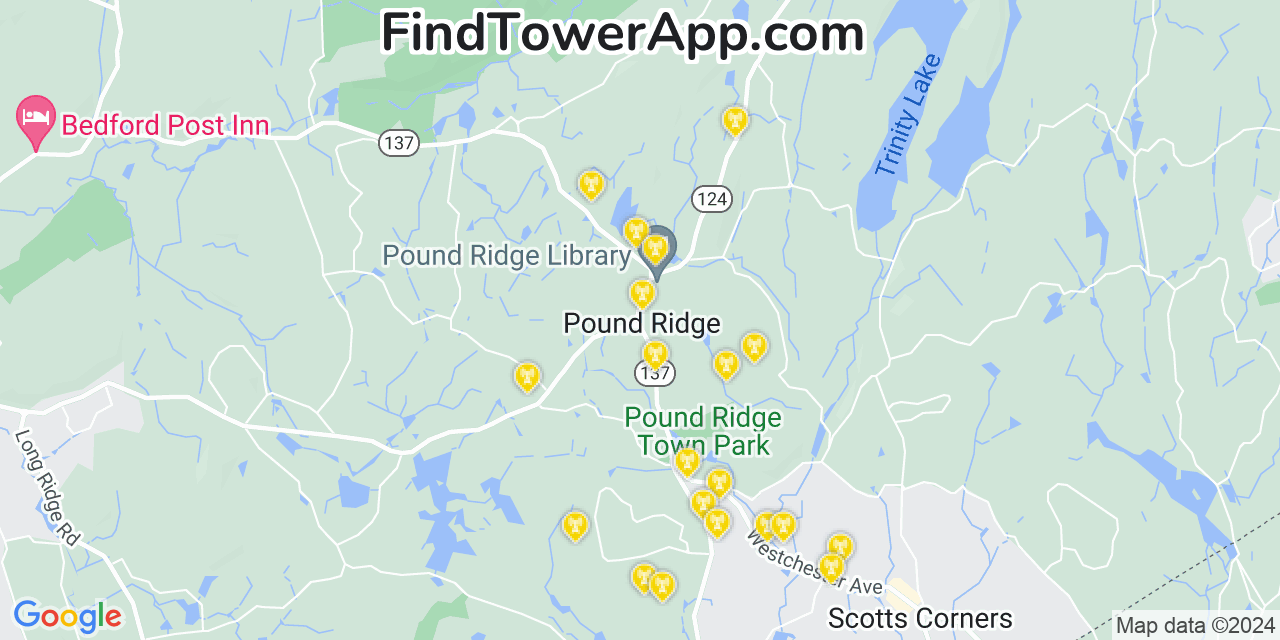 Verizon 4G/5G cell tower coverage map Pound Ridge, New York