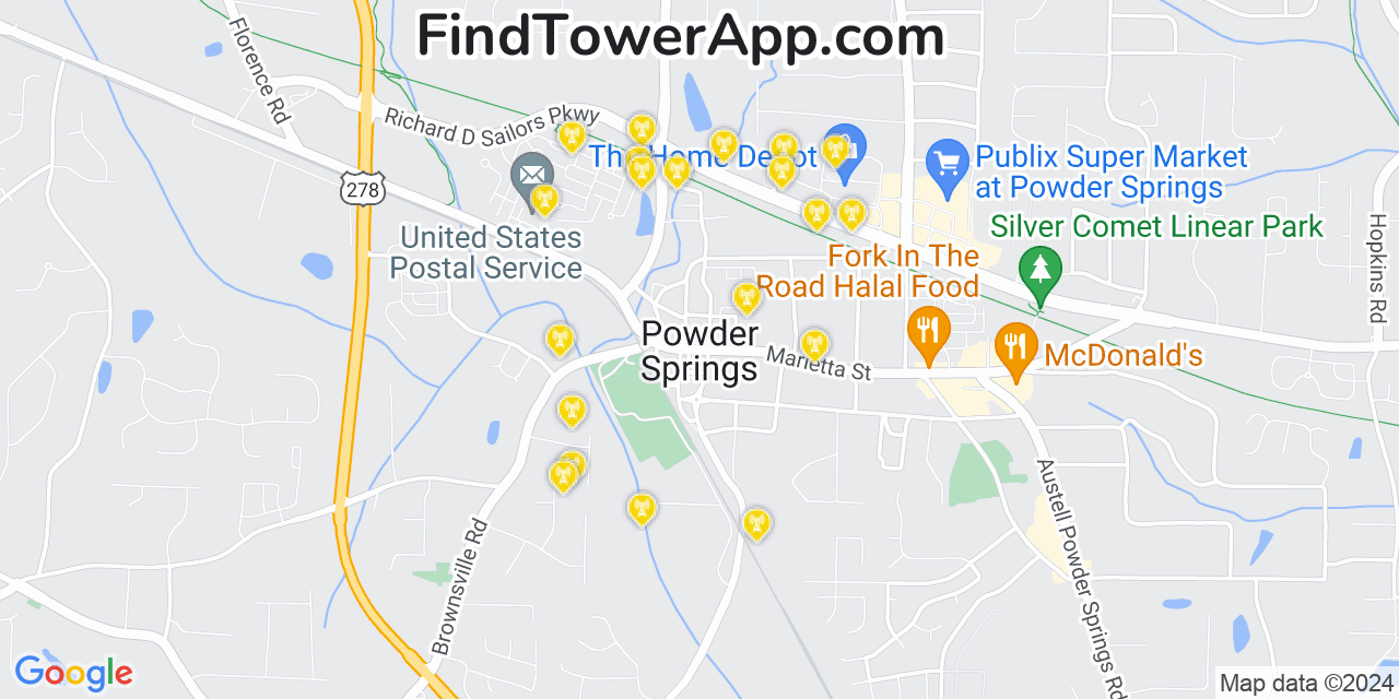 T-Mobile 4G/5G cell tower coverage map Powder Springs, Georgia