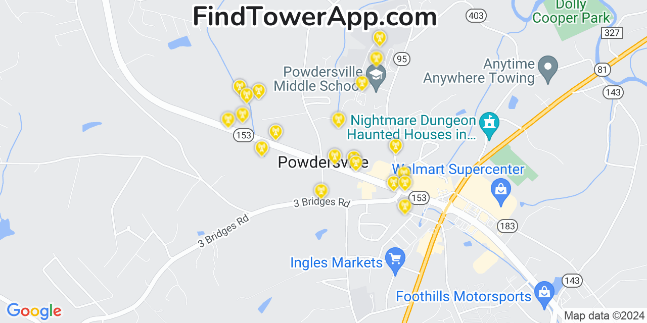 T-Mobile 4G/5G cell tower coverage map Powdersville, South Carolina