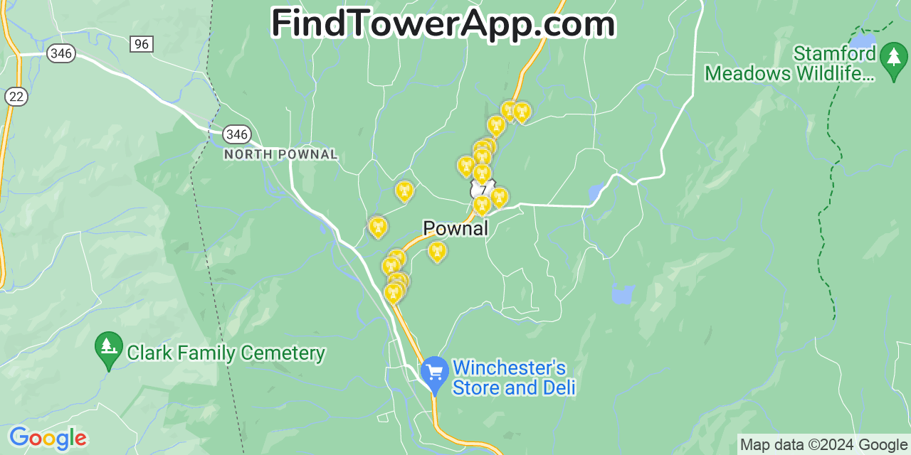 T-Mobile 4G/5G cell tower coverage map Pownal, Vermont