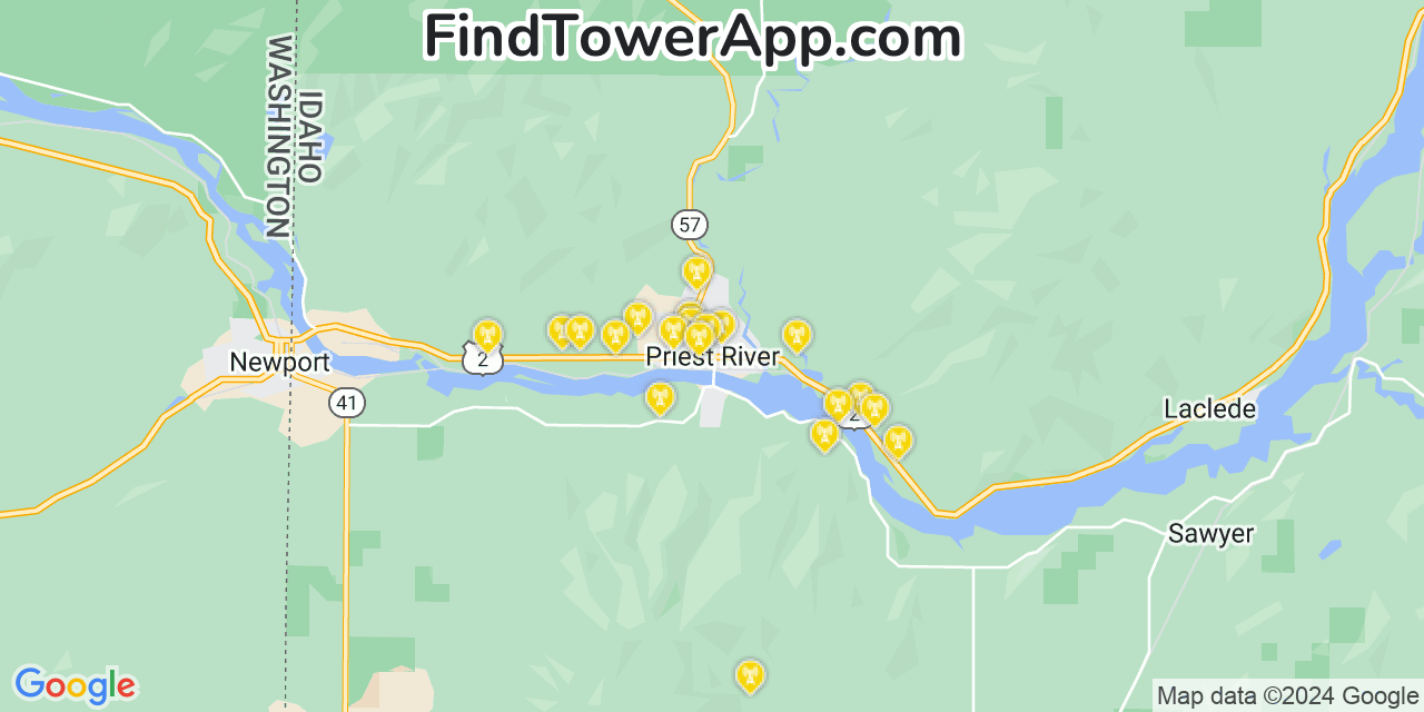 Verizon 4G/5G cell tower coverage map Priest River, Idaho