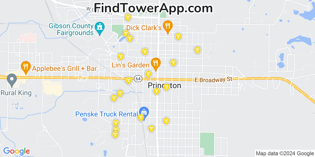 T-Mobile 4G/5G cell tower coverage map Princeton, Indiana