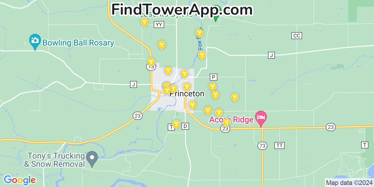 T-Mobile 4G/5G cell tower coverage map Princeton, Wisconsin