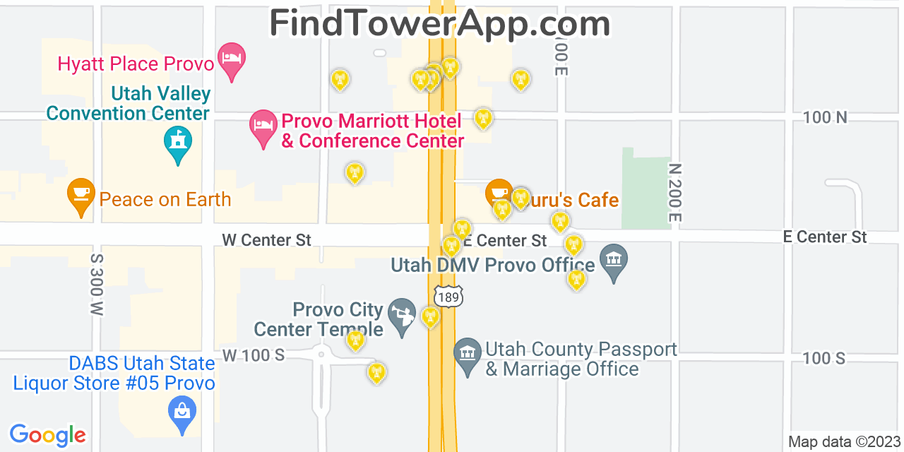 AT&T 4G/5G cell tower coverage map Provo, Utah