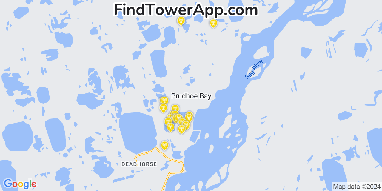 Verizon 4G/5G cell tower coverage map Prudhoe Bay, Alaska