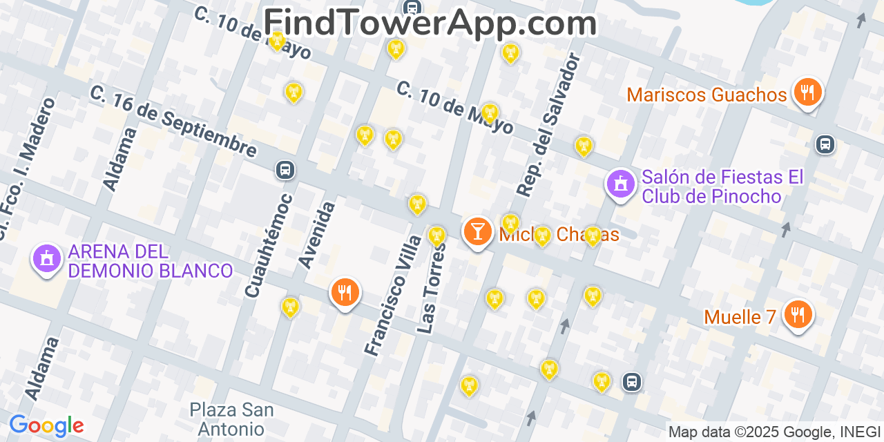 Puerto-Vallarta Cell Towers, Mexico - FindTower App Coverage Maps