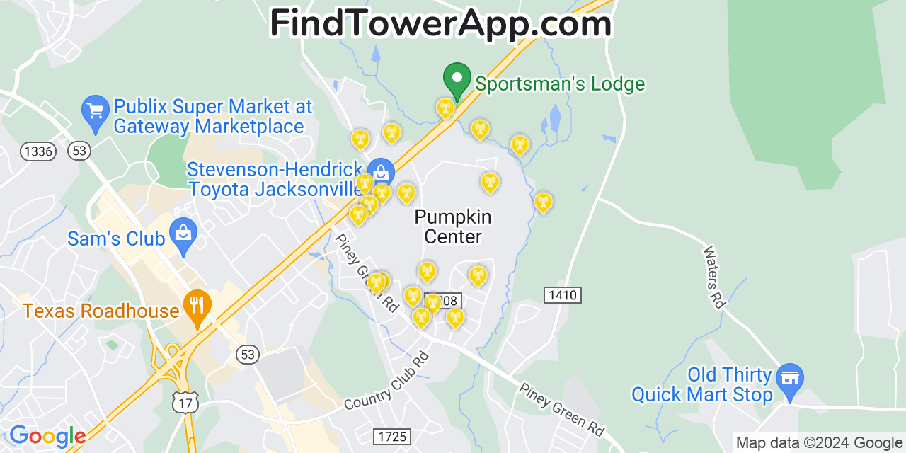 T-Mobile 4G/5G cell tower coverage map Pumpkin Center, North Carolina