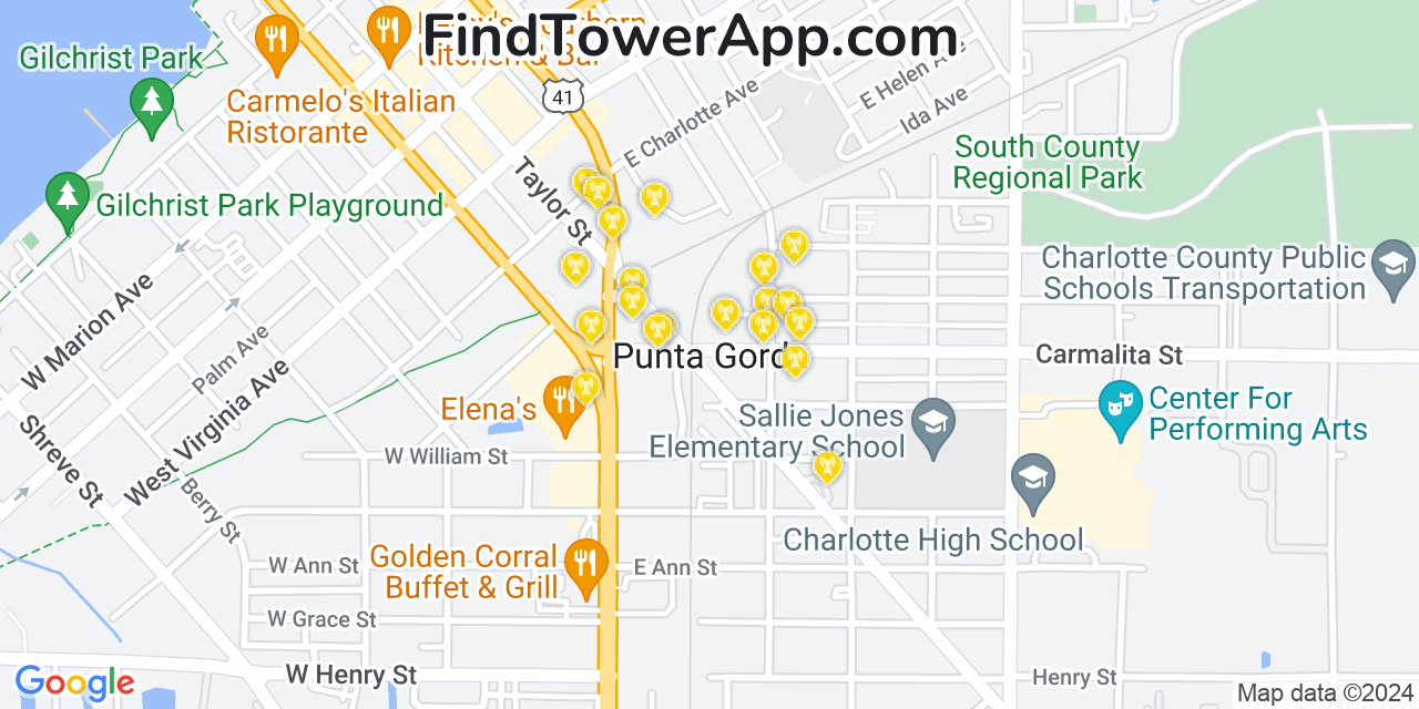 Punta Gorda Florida Cell Tower Coverage Map
