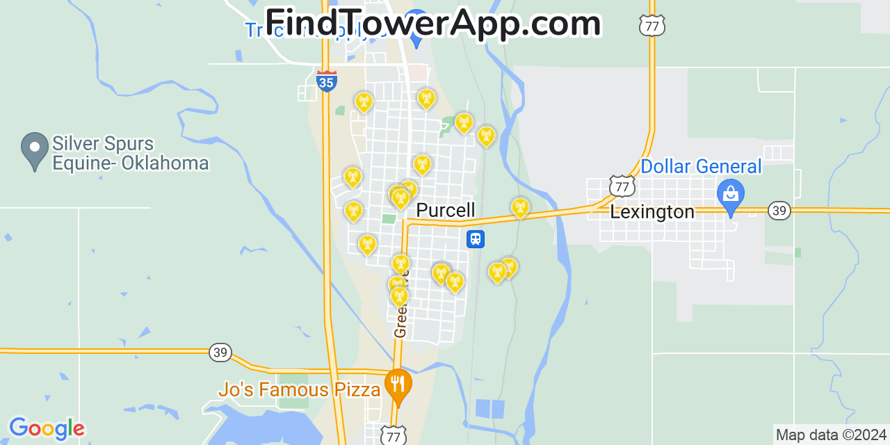 T-Mobile 4G/5G cell tower coverage map Purcell, Oklahoma