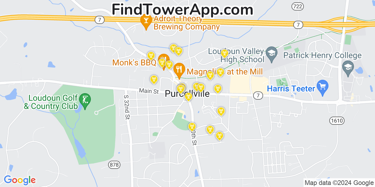 T-Mobile 4G/5G cell tower coverage map Purcellville, Virginia