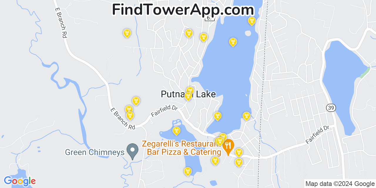 AT&T 4G/5G cell tower coverage map Putnam Lake, New York