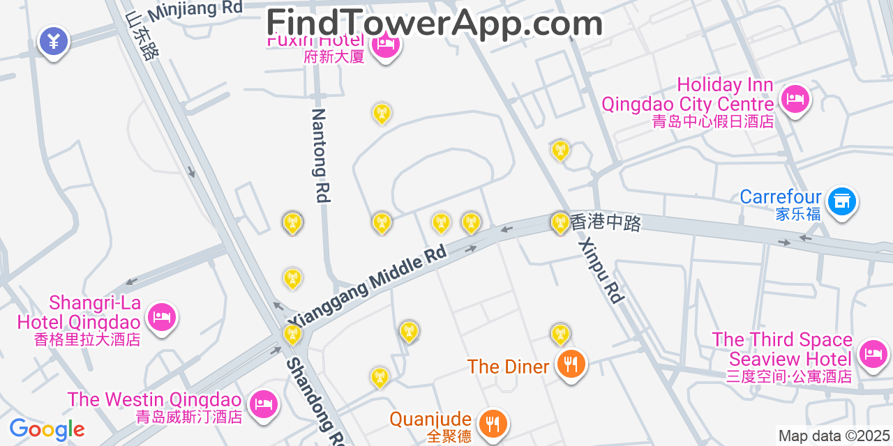 Qingdao Cell Towers, China - FindTower App Coverage Maps