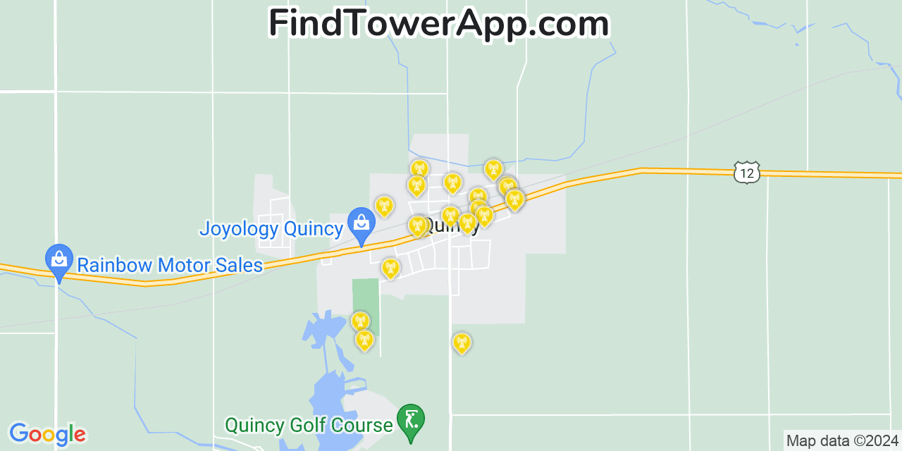 AT&T 4G/5G cell tower coverage map Quincy, Michigan