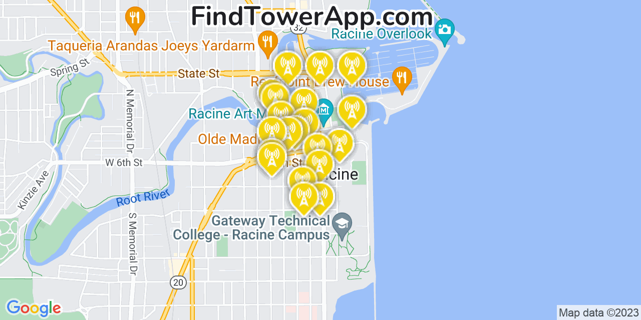 Racine Wisconsin Cell Tower Coverage Map