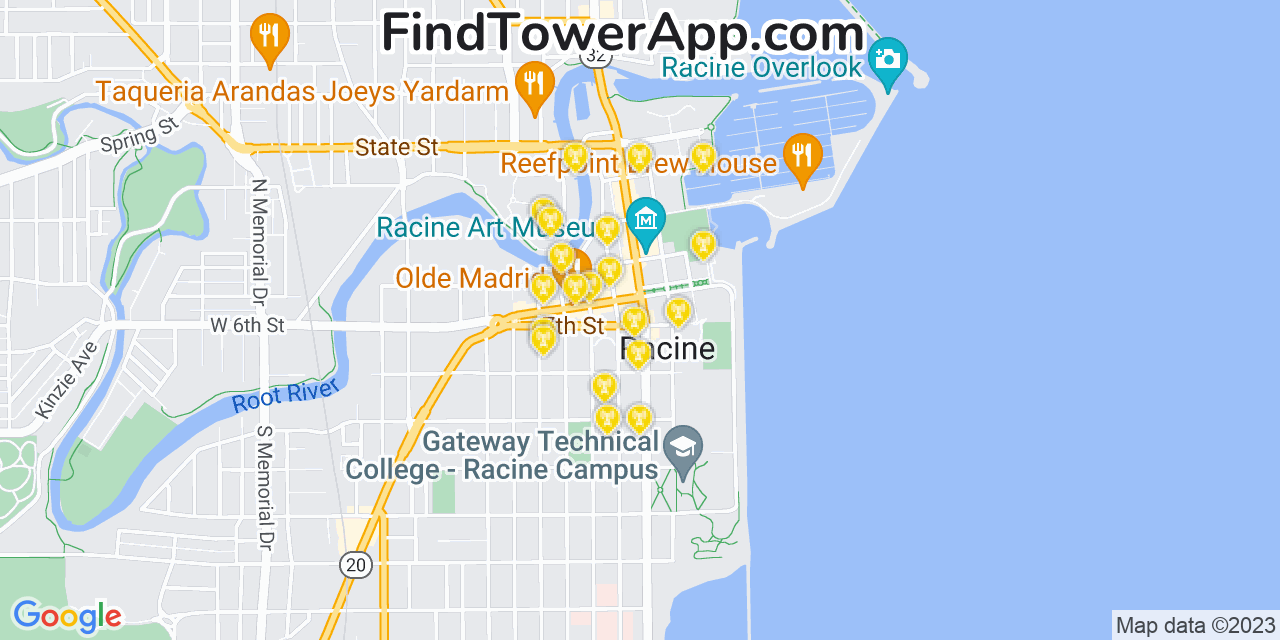 T-Mobile 4G/5G cell tower coverage map Racine, Wisconsin