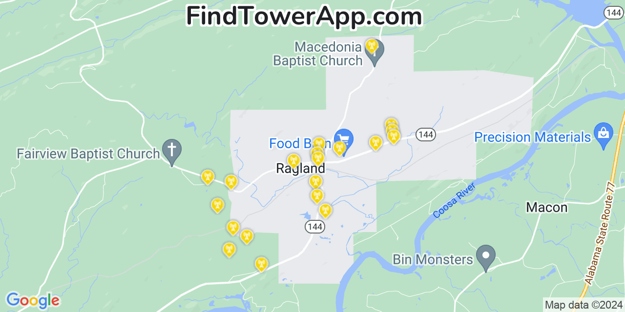 AT&T 4G/5G cell tower coverage map Ragland, Alabama