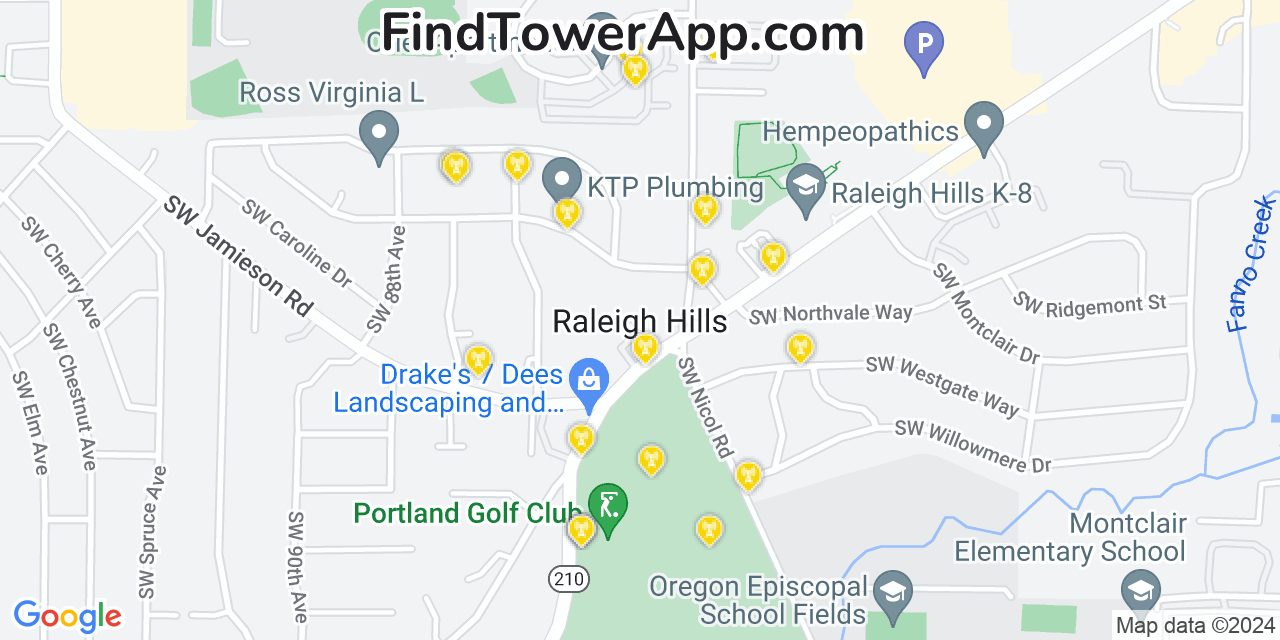 T-Mobile 4G/5G cell tower coverage map Raleigh Hills, Oregon