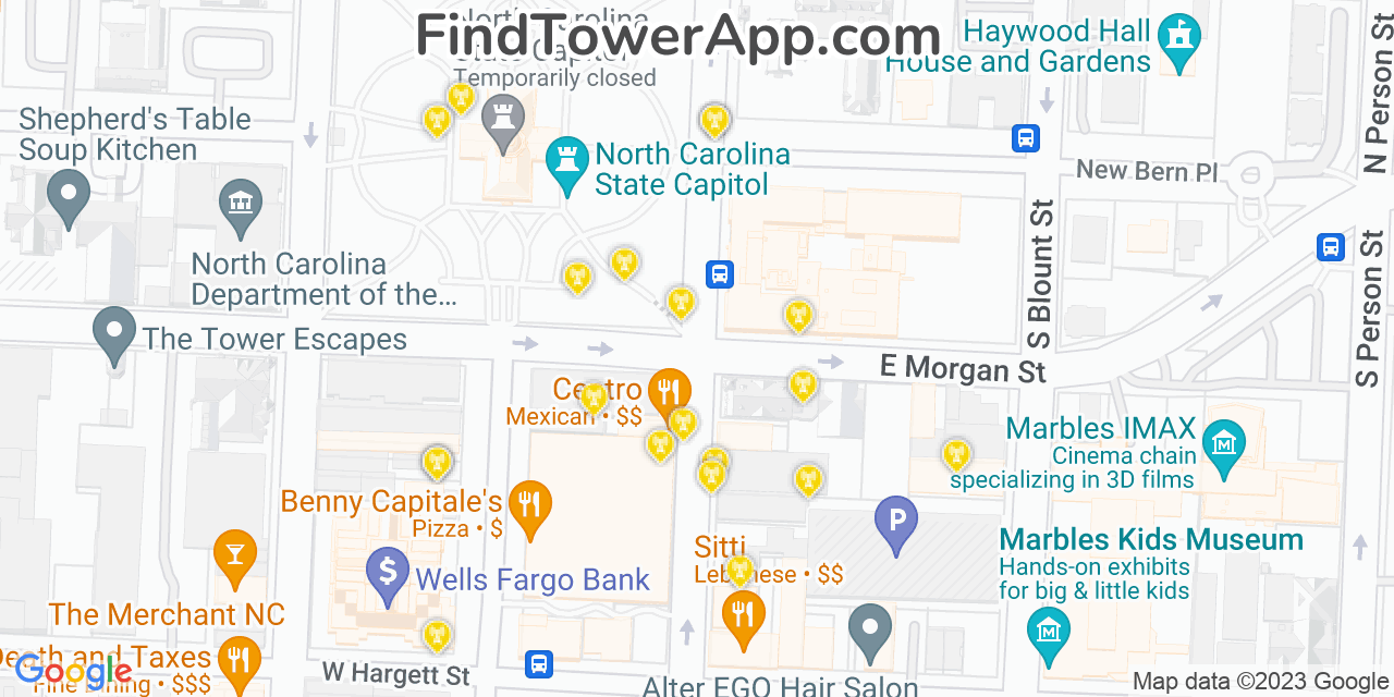 AT&T 4G/5G cell tower coverage map Raleigh, North Carolina