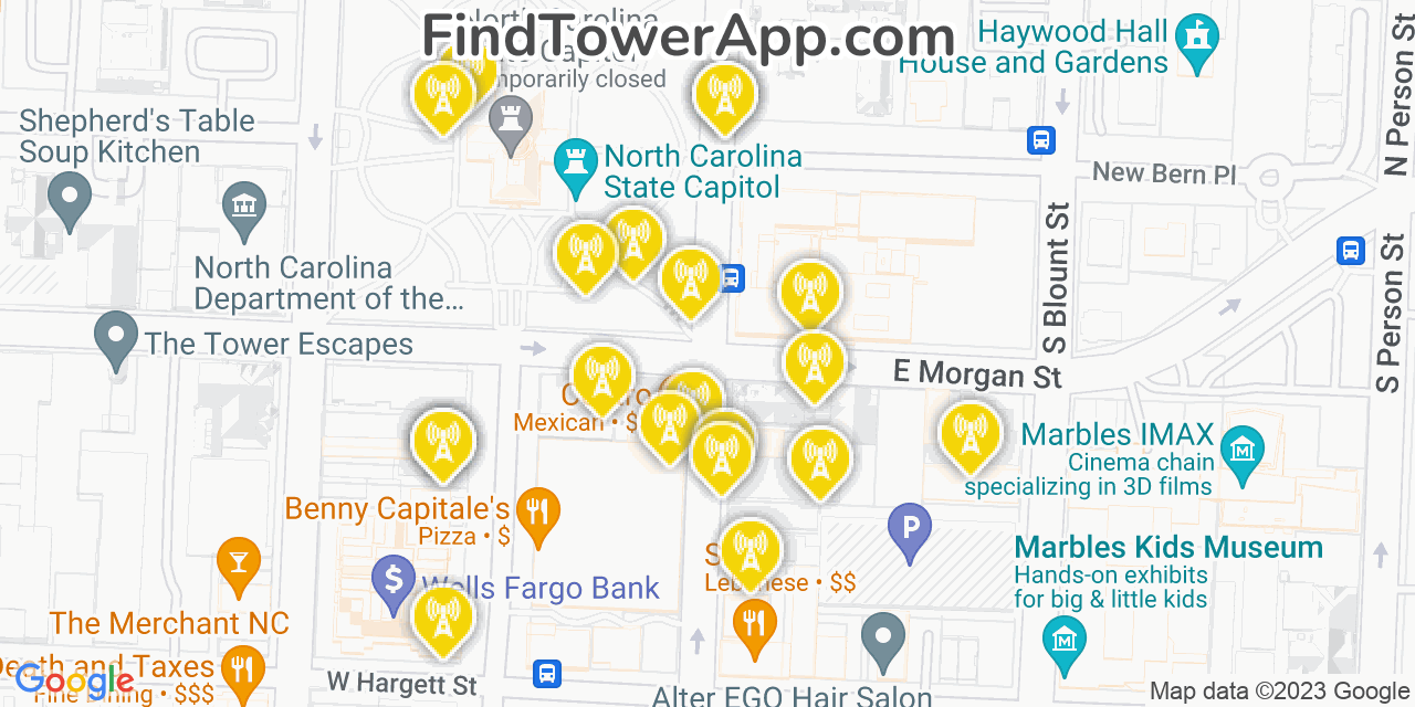 Verizon 4G/5G cell tower coverage map Raleigh, North Carolina